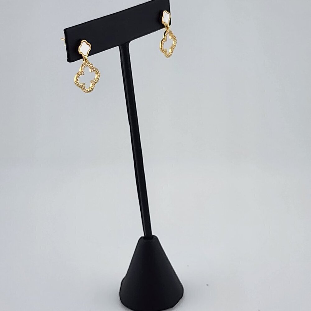 Brand New Brazilian 18k Gold Filled Double Clover Earrings - Picture 6 of 9
